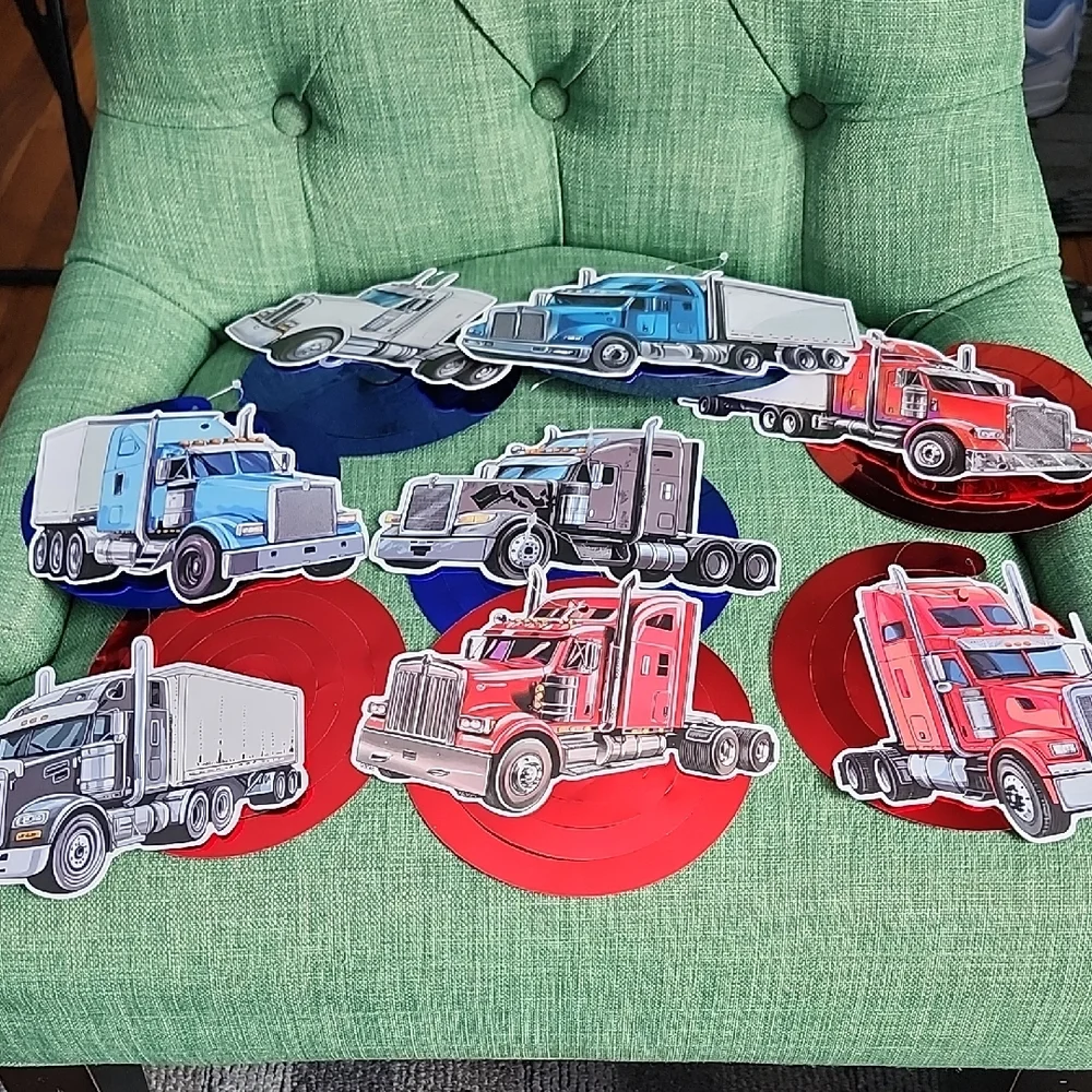 Semi Truck Spiral Hanging Party Decorations Set